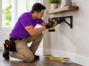 Shelving anchored into studs and loaded to prove it holds
