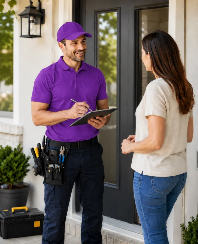 A handyman showing an itemised quote for labour and materials