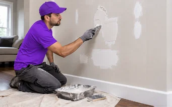 Repaired and repainted drywall with no visible seam
