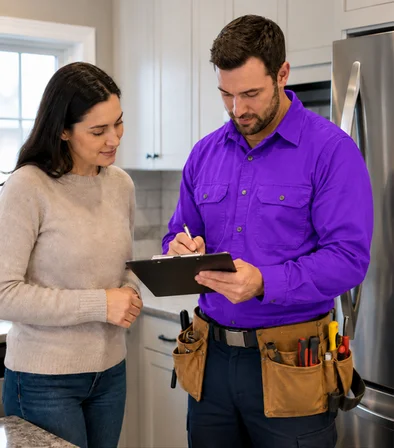 A handyman showing an itemised list of materials and labour